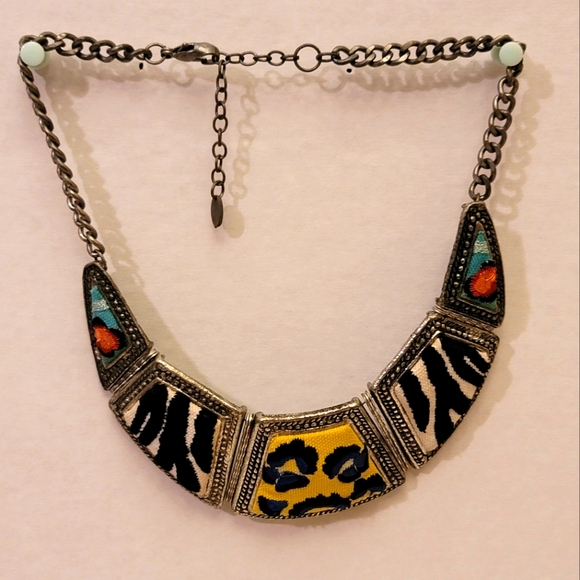 Zara Jewelry - ZARA Animal print embroidery necklace. GUC. 9.5" long. Pendant is 6" across.